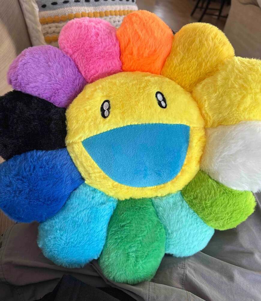 Takashi Murakami Rainbow Flower Face Plush Pillow 60cm